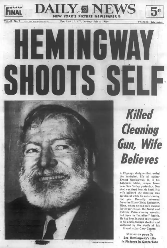 Hemingway Shoots Himself