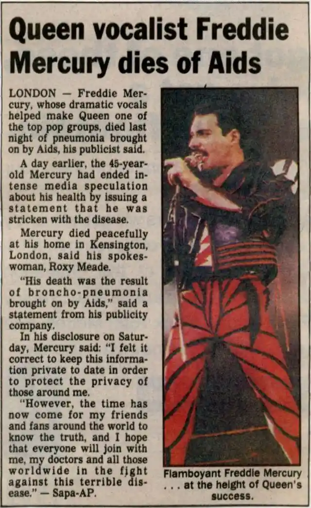 Death Of Freddie Mercury
