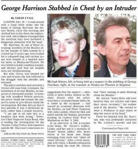 George Harrison, Stabbed