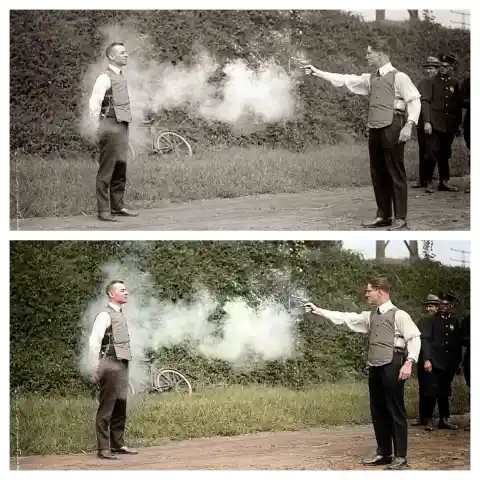 Testing A Bulletproof Vest, 1923